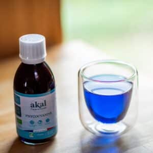 Flacon phycocyanine bio Akal 200ml, idéal pour les sportifs, booste l'énergie et la vitalité naturelle