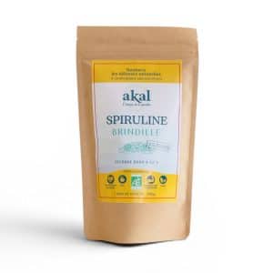 Spiruline brindilles solidaire Akal 100g — cultivée au Burkina Faso, commerce équitable, séchée au soleil en dessous de 42°C, goût umami doux, texture croustillante